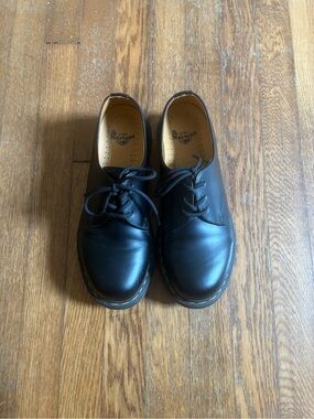 Dr. Martens Black Leather 3-Eye Derby with Yellow Stitching
